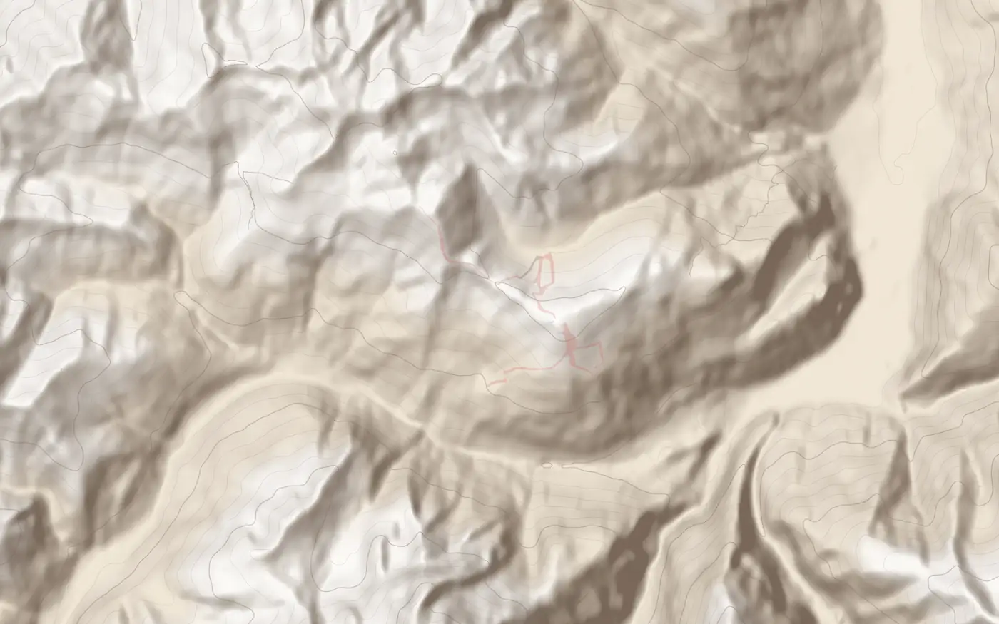 Pistenkarte Mayrhofen Hippach: Pisten nach Schwierigkeit und Lifte auf dem Geländerelief, Norden oben.